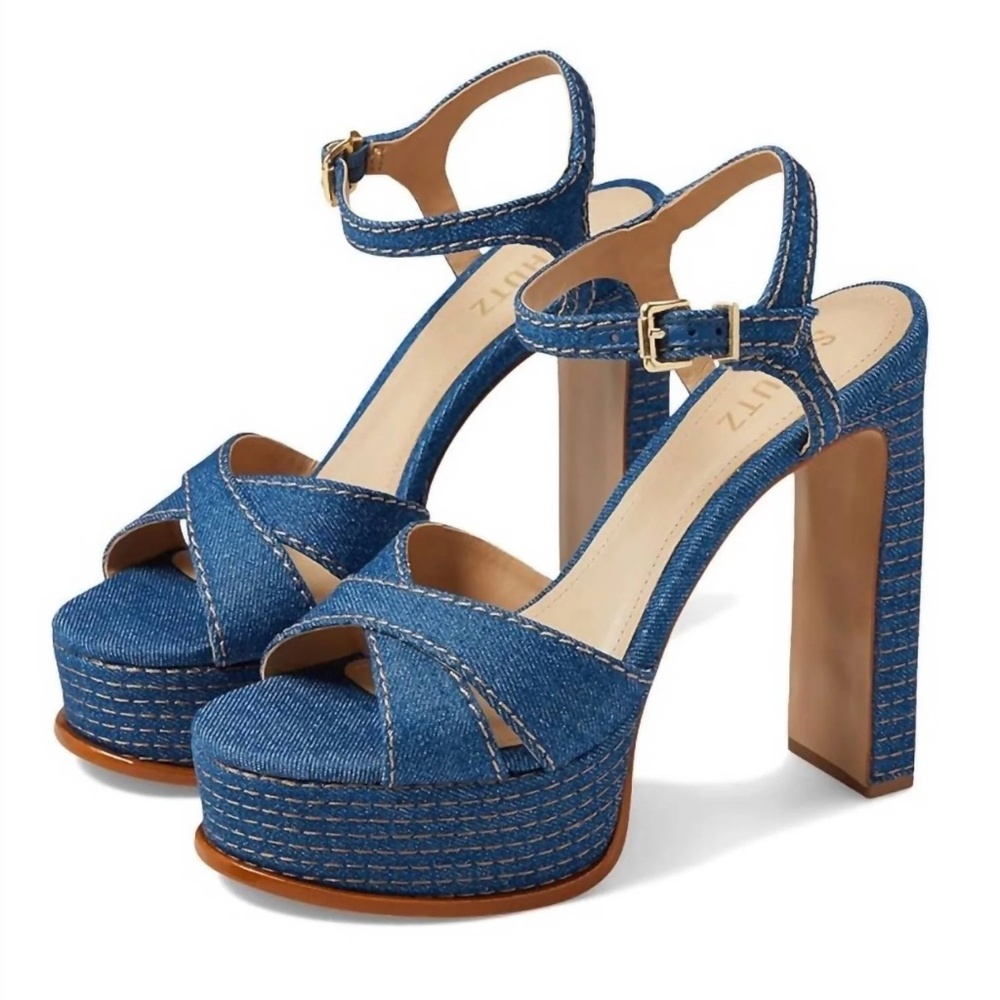NEW Schutz Keefa Platform Denim Sandals Size 8.5